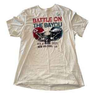 Nike Battle on the Bayou Super Bowl 2025 T-Shirt Chiefs Eagles Mens Large New